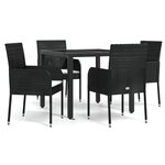 vidaXL Ensemble à manger de jardin coussins 5Pièces Noir Résine tressée