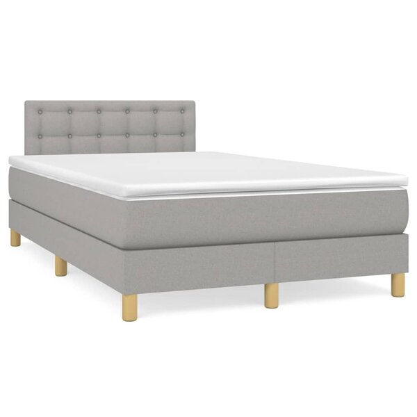 vidaXL Sommier à lattes de lit avec matelas Gris clair 120x200cm Tissu