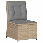 vidaXL Canapé de jardin avec coussin Beige Poly rotin