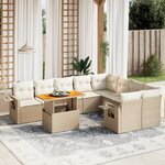 vidaXL Salon de jardin avec coussins 10 Pièces beige résine tressée