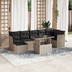 vidaXL Salon de jardin 8 Pièces avec coussins gris clair résine tressée
