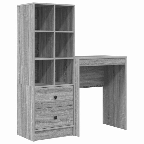 vidaXL Bureau avec rangement 2 Pièces Sonoma gris 45 5 x 34 x 127 cm