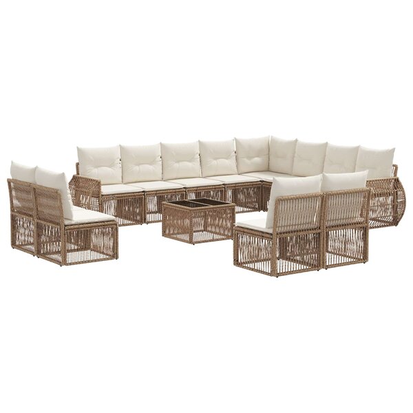 vidaXL Ensemble de canapé de jardin 13 Pièces Beige et blanc crème