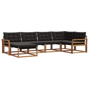 vidaXL Ensemble de canapés d'extérieur 6 Pièces Naturel et Noir