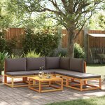 vidaXL Salon de jardin avec coussins 6 Pièces bois d'acacia solide