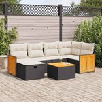 vidaXL Salon de jardin 7 Pièces avec coussins noir résine tressée