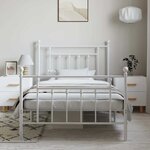 vidaXL Cadre de lit métal sans matelas et pied de lit blanc 100x190 cm