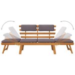 vidaXL Chaise longue avec coussin 2-en-1 190 cm Bois solide d'acacia