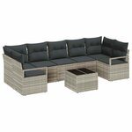 vidaXL Ensemble de canapé de jardin 8 Pièces Gris clair 55 x 55 x 37 cm
