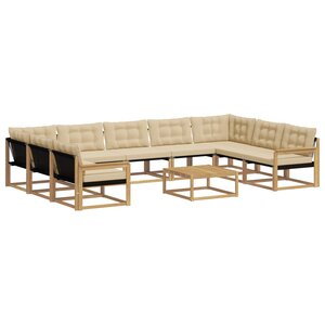 vidaXL Ensemble de canapés d'extérieur 10 pc Blanc et Beige