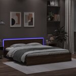 vidaXL Cadre de lit avec tête de lit et LED chêne marron 180x200 cm