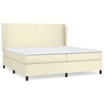 vidaXL Sommier à lattes de lit avec matelas Crème 200x200cm Similicuir