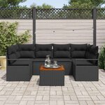 vidaXL Ensemble de canapé de jardin 7 Pièces Noir