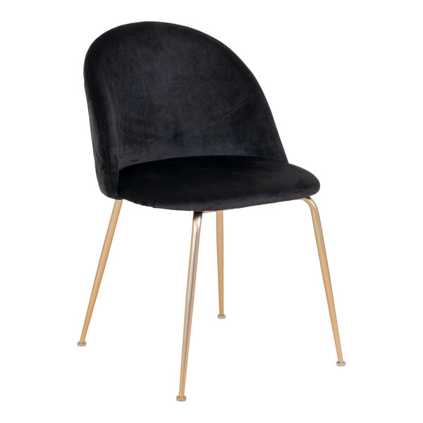 2 chaises de salle à manger en velours noir avec pieds en laiton