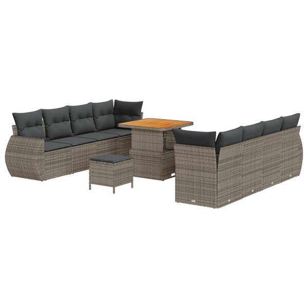 vidaXL Ensemble de canapé de jardin 11 Pièces Gris polyrotin