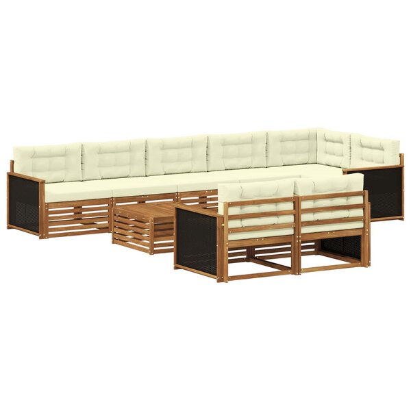 vidaXL Ensemble de canapés d'extérieur avec coussin 9 Pièces