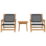vidaXL Chaises de jardin avec table 3 Pièces Noir 45 x 45 x 40 cm