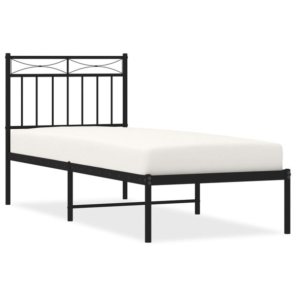 vidaXL Cadre de lit métal sans matelas avec tête de lit noir 80x200 cm