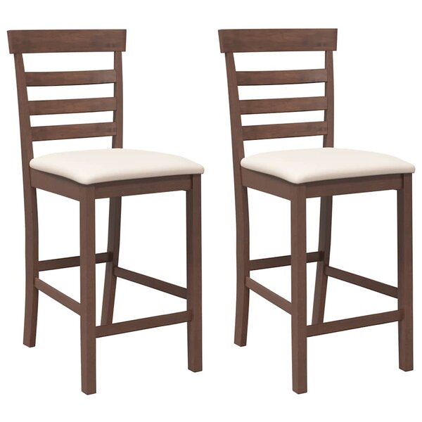 vidaXL Tabourets de bar avec coussins 2 Pièces marron bois massif d'hévéa