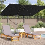 vidaXL Parasol Roma à Bras Déporté Noir et Noir 352 x 251 x 260 cm