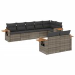 vidaXL Salon de jardin 8 Pièces avec coussins gris résine tressée