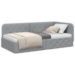 vidaXL Cadre de lit d'angle Gris clair 90 x 200 cm tissu