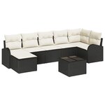 vidaXL Ensemble de canapé de jardin avec coussin 8 Pièces Noir Poly rotin