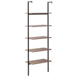 vidaXL Étagère inclinée à 5 niveaux Marron foncé et noir 64x35x185 cm