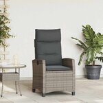 vidaXL Chaise de jardin inclinable avec table d'appoint gris polyrotin