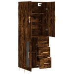 vidaXL Buffet haut Chêne fumé 69 5x34x180 cm Bois d'ingénierie