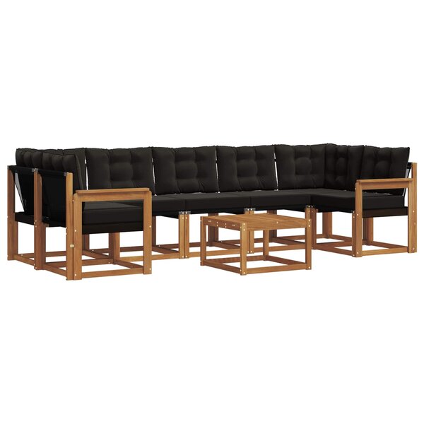 vidaXL Ensemble de canapés d'extérieur 8 pc Naturel et Noir