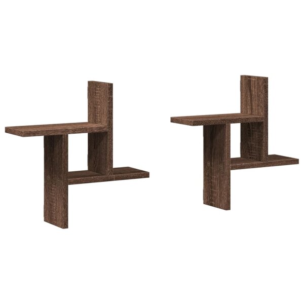 vidaXL Étagères murales 2Pièces chêne marron 38x12x38cm bois d'ingénierie