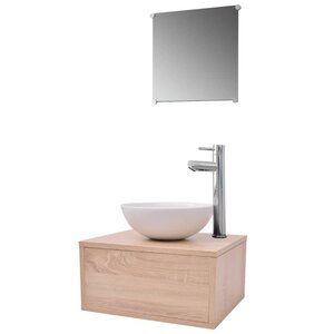 vidaXL Meuble de salle de bain 4 Pièces avec lavabo et robinet Beige
