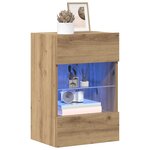 vidaXL Meubles muraux avec lumières LED pour TV 2 Pièces chêne artisanal