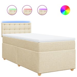 vidaXL Sommier à lattes de lit avec matelas Crème 90x200 cm Tissu