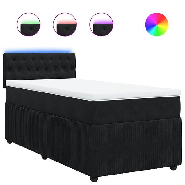 vidaXL Sommier à lattes de lit et matelas Noir 80x200 cm Velours