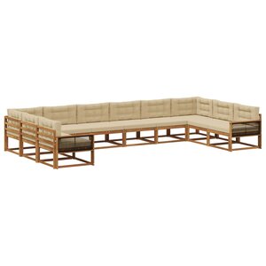 vidaXL Ensemble de canapés d'extérieur 10 Pièces Naturel et Beige