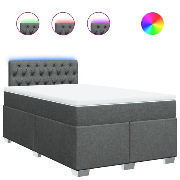 vidaXL Sommier à lattes de lit avec matelas Gris foncé 120x200cm Tissu