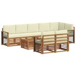 vidaXL Ensemble de canapés d'extérieur 9 pc Naturel et Crème Polyester