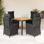 vidaXL Ensemble à manger de jardin coussins 5Pièces Noir Résine tressée