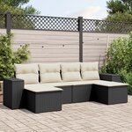 vidaXL Salon de jardin 6 Pièces avec coussins noir résine tressée