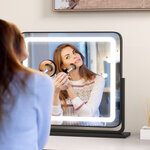 Miroir de maquillage led lumineux tactile 5 x grossissement l56 x l48 cm rotation 360° 3 couleurs eclairage 20_0006296