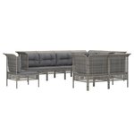 Salon de jardin meuble d'extérieur ensemble de mobilier 9 pièces avec coussins gris résine tressée 02_0018011