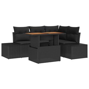 vidaXL Ensemble de canapé de jardin 5 Pièces Noir Poly rotin