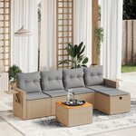 vidaXL Salon de jardin avec coussins 6Pièces mélange beige résine tressée