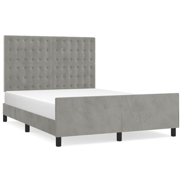 vidaXL Cadre de lit avec tête de lit Gris clair 140x190 cm Velours