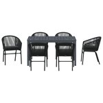 vidaXL Ensemble de salle à manger de jardin 7 pièces avec coussins en poly rotin noir