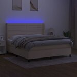 vidaXL Sommier à lattes de lit matelas et LED Crème 180x200 cm Tissu