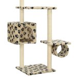 vidaXL Arbre à chat avec griffoirs en sisal 260 cm Beige Motif pattes