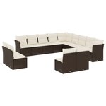 vidaXL Salon de jardin avec coussins 13 Pièces marron résine tressée